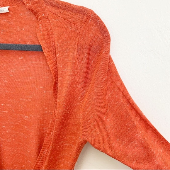 Anthropologie Moth Women’s Orange Pumpkin Open Oversized Thin Wrap Cardigan - Picture 7 of 12